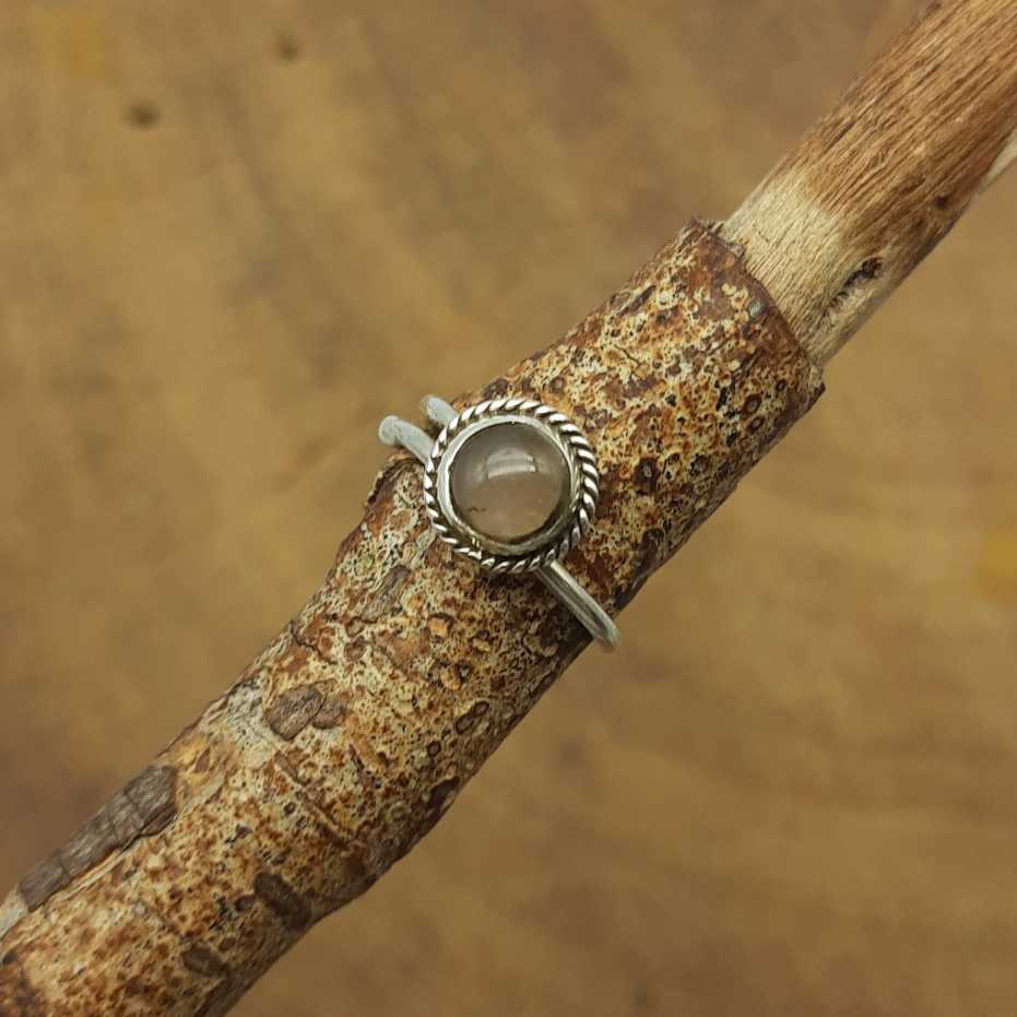 Rose Quartz Stone 925 Sterling Silver Adjustable Ring For Women