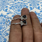 Classic Black Onyx Silver Earrings – Trillion Shape Design