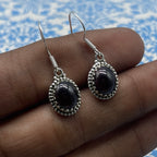 925 Silver Black Onyx Dangle Earrings – Statement Gemstone Jewelry