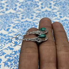 Minimalist Malachite Drop Earrings – Handcrafted Silver
