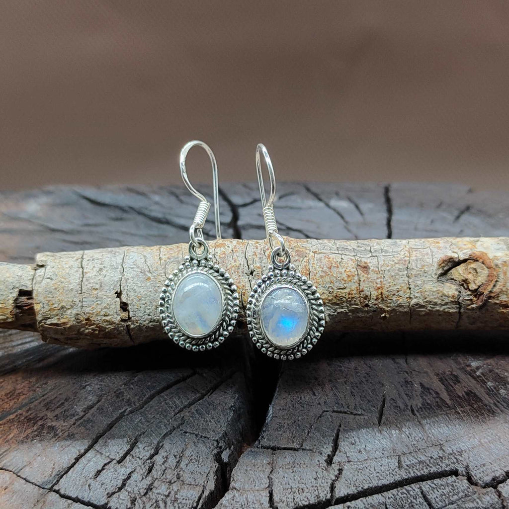Natural Moonstone 925 Silver Dangle Earrings