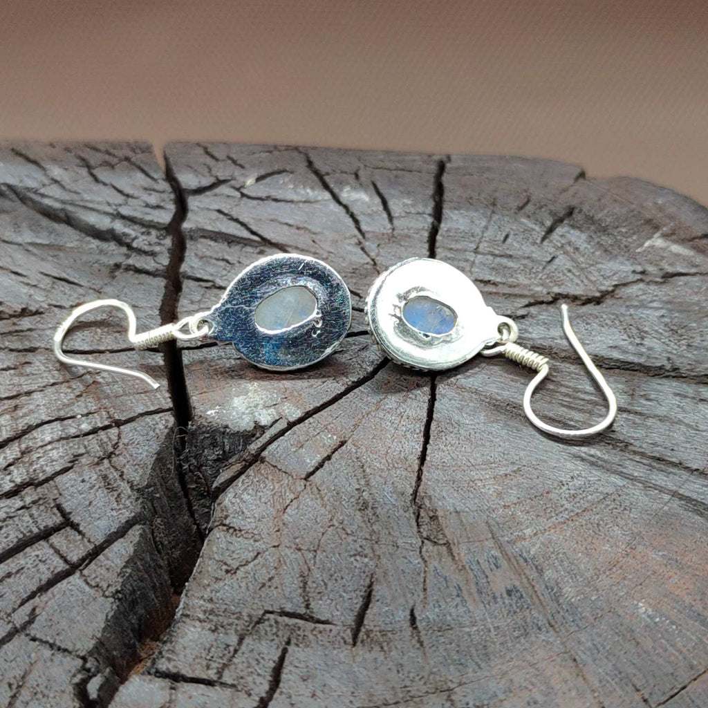 Natural Moonstone 925 Silver Dangle Earrings