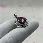 Dyed Ruby 925 Sterling Silver Handmade Pendant | Vintage Style Statement Pendant