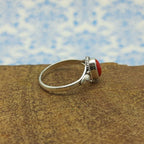 Dyed Coral Stacking Ring 925 Sterling Silver Lightweight Dainty Ring