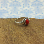 Dyed Coral Stacking Ring 925 Sterling Silver Lightweight Dainty Ring