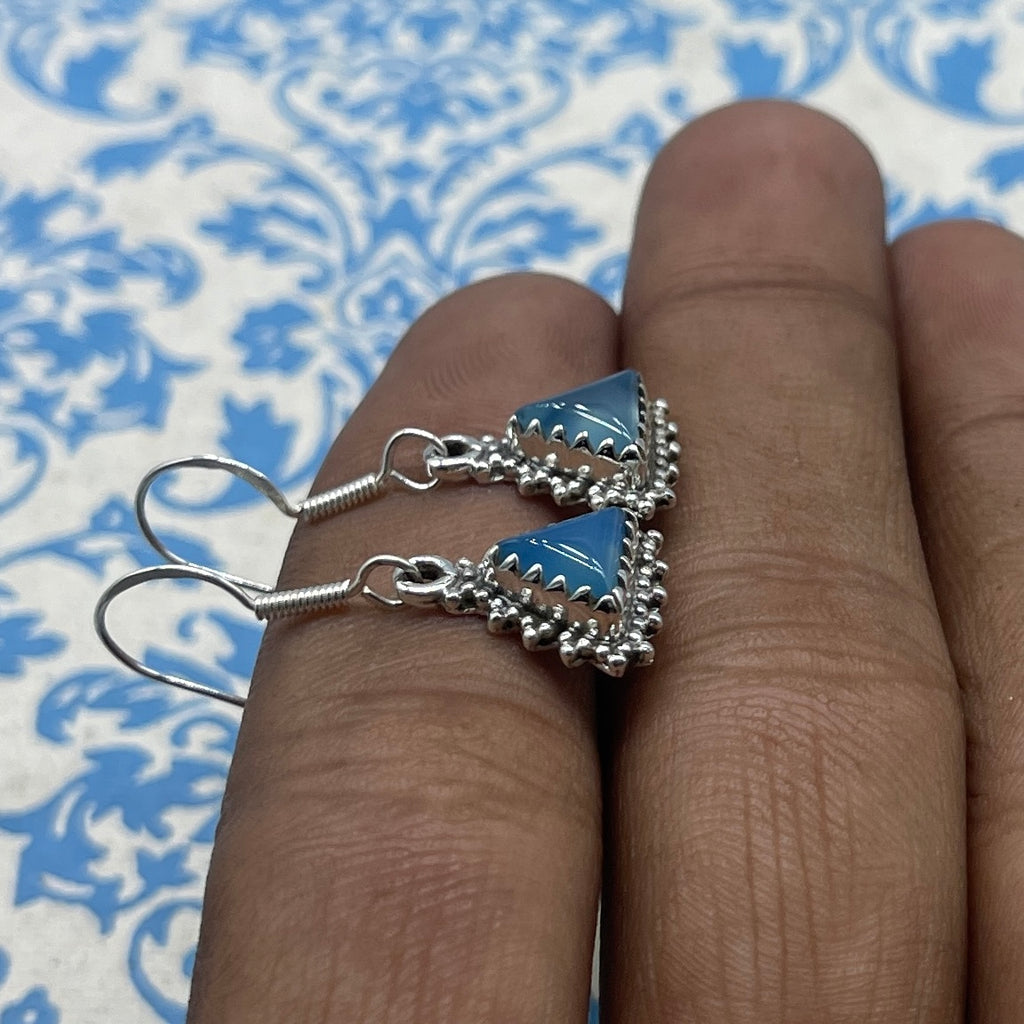 Fine Silver Chalcedony Earrings – Lightweight Handmade Earring