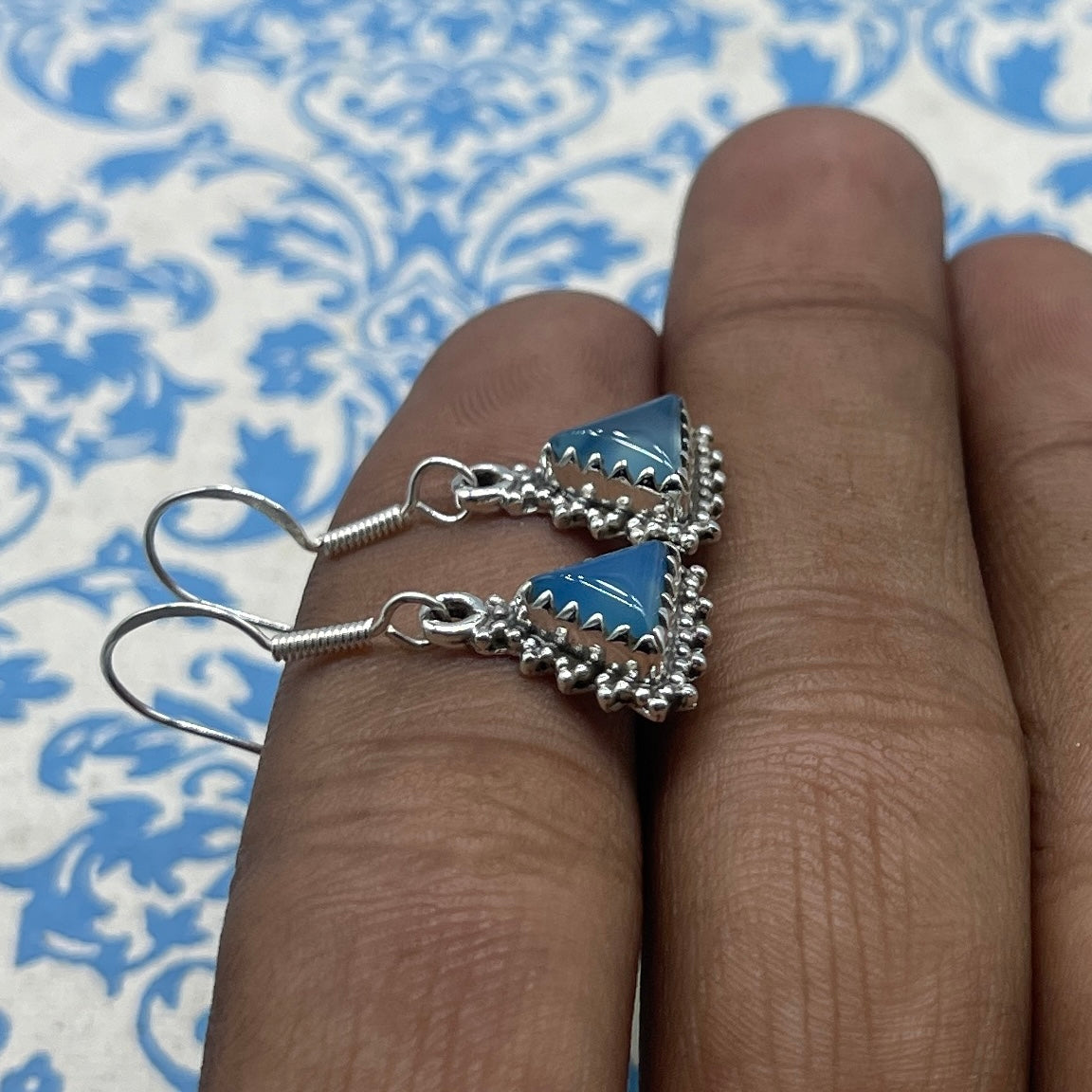 Fine Silver Chalcedony Earrings – Lightweight Handmade Earring