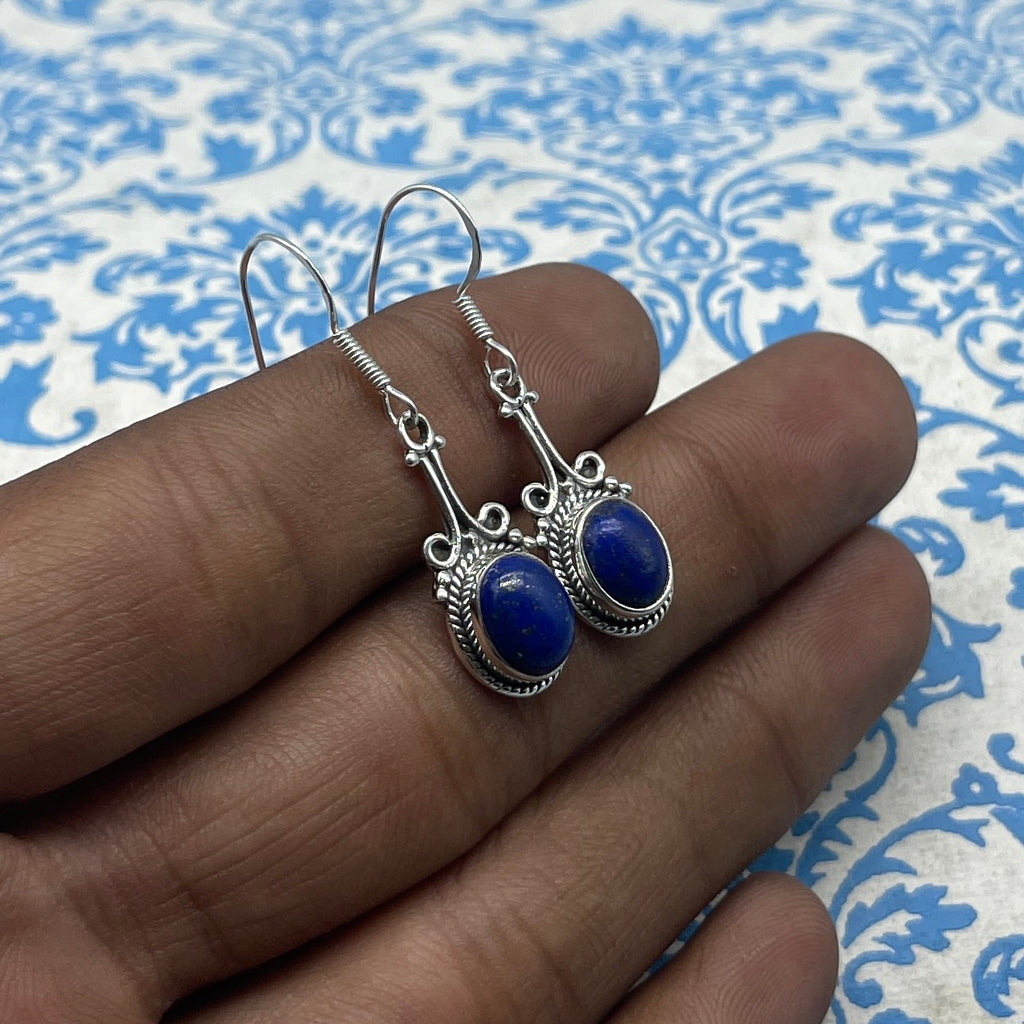 Natural Lapis Lazuli Round Shape Gemstone Earring Jewelry