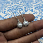 Boho Round Shape Pearl  Silver Earrings – Elegant Everyday Wear