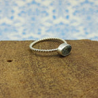 Faceted Aquamarine Oval Shape 925 Sterling Silver Twisted Wire Ring