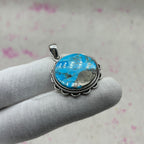 Blue Mohave Turquoise 925 Sterling Silver Handmade Pendant | Handcrafted Ethnic Jewelry