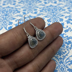 Natural Labradorite Dangle Earrings with Handmade Silver Work