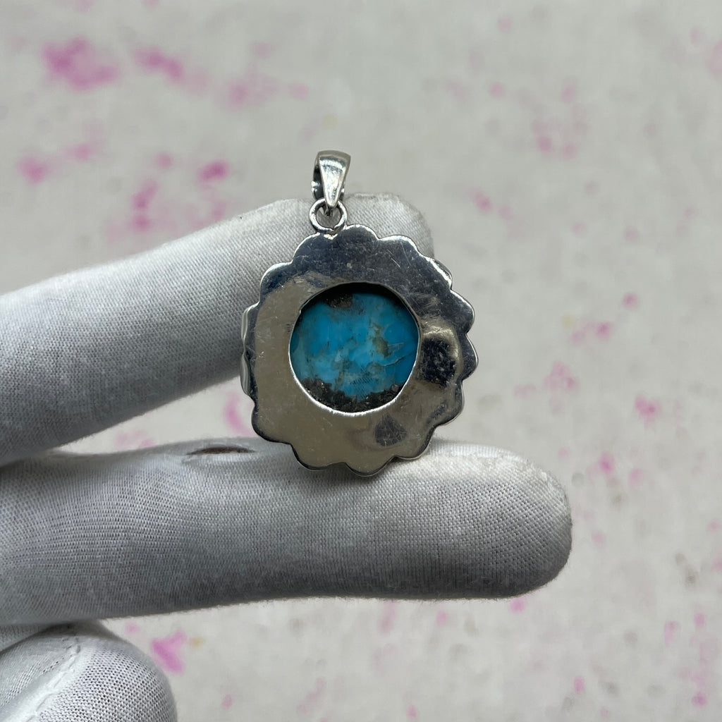 Blue Mohave Turquoise 925 Sterling Silver Handmade Pendant | Handcrafted Ethnic Jewelry