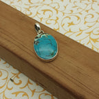 925 Sterling Silver Tibetan Firoza Pendant – Natural Turquoise Nepali Handmade Jewelry