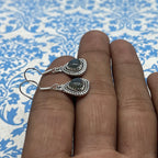 Natural Labradorite Dangle Earrings with Handmade Silver Work