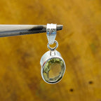 Green Amethyst Faceted 925 Silver Boho Pendant Nepali