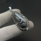 Fordite 925 Silver Boho Southwestern Pendant Necklace