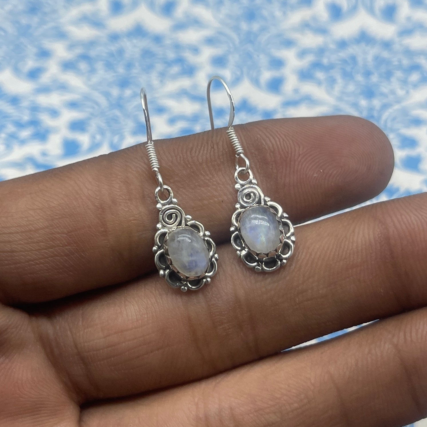 Fine Silver Moonstone Earrings – Lightweight Handmade Oval Earrings