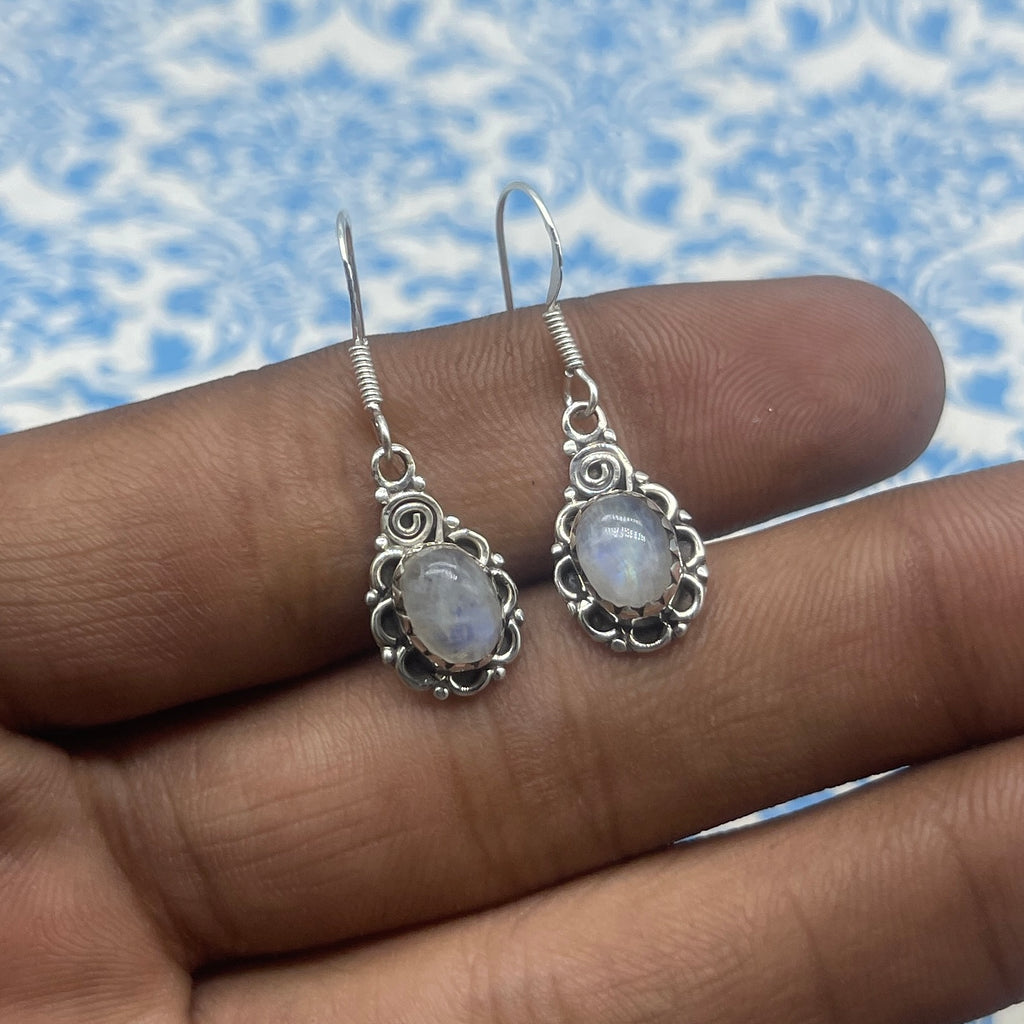 Fine Silver Moonstone Earrings – Lightweight Handmade Oval Earrings