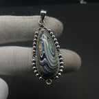 Fordite 925 Silver Boho Southwestern Pendant Necklace