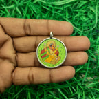 Lord Ganesha Hand-Painted Pendant in 925 Sterling Silver – Auspicious Divine Charm