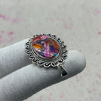 Pink Dahlia Turquoise 925 Sterling Silver Pendant – Handmade Boho Jewelry