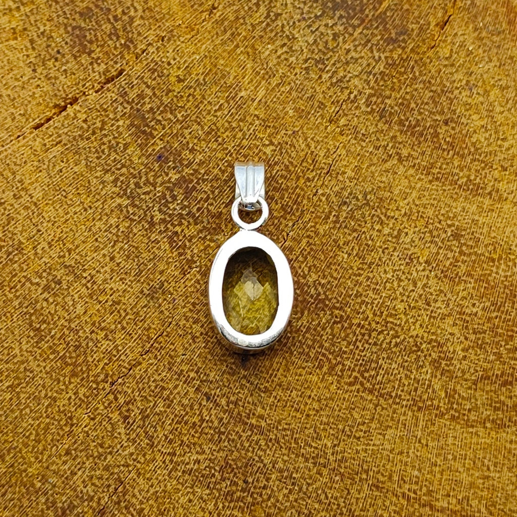 Green Amethyst Faceted 925 Silver Boho Pendant Nepali