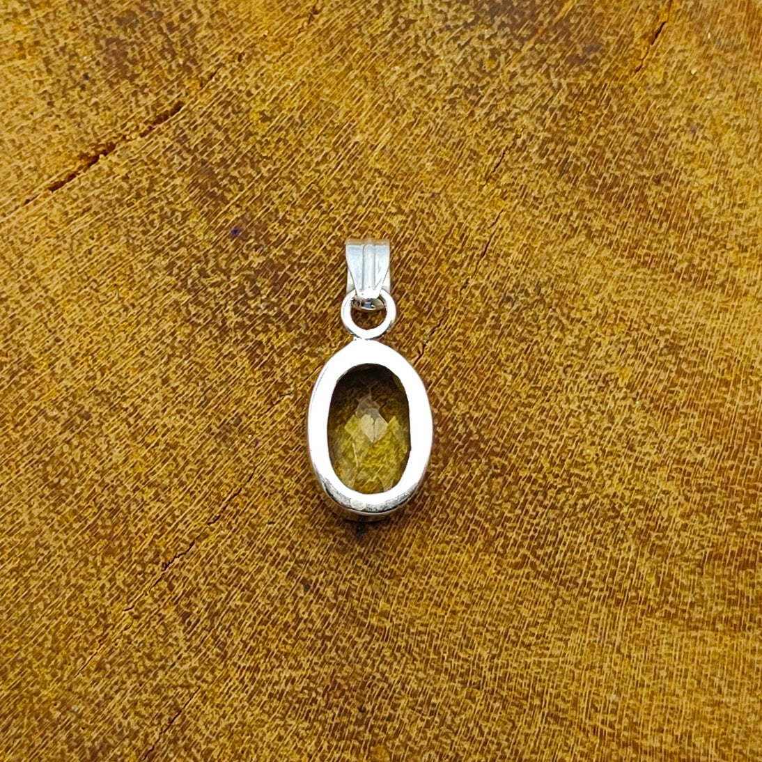 Green Amethyst Faceted 925 Silver Boho Pendant Nepali