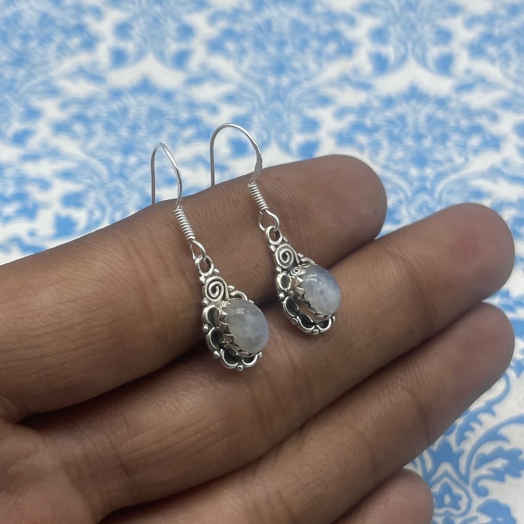 Fine Silver Moonstone Earrings – Lightweight Handmade Oval Earrings