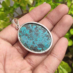 Natural Tibetan Turquoise Gemstone Solid 925 Sterling Silver Pendant Handmade