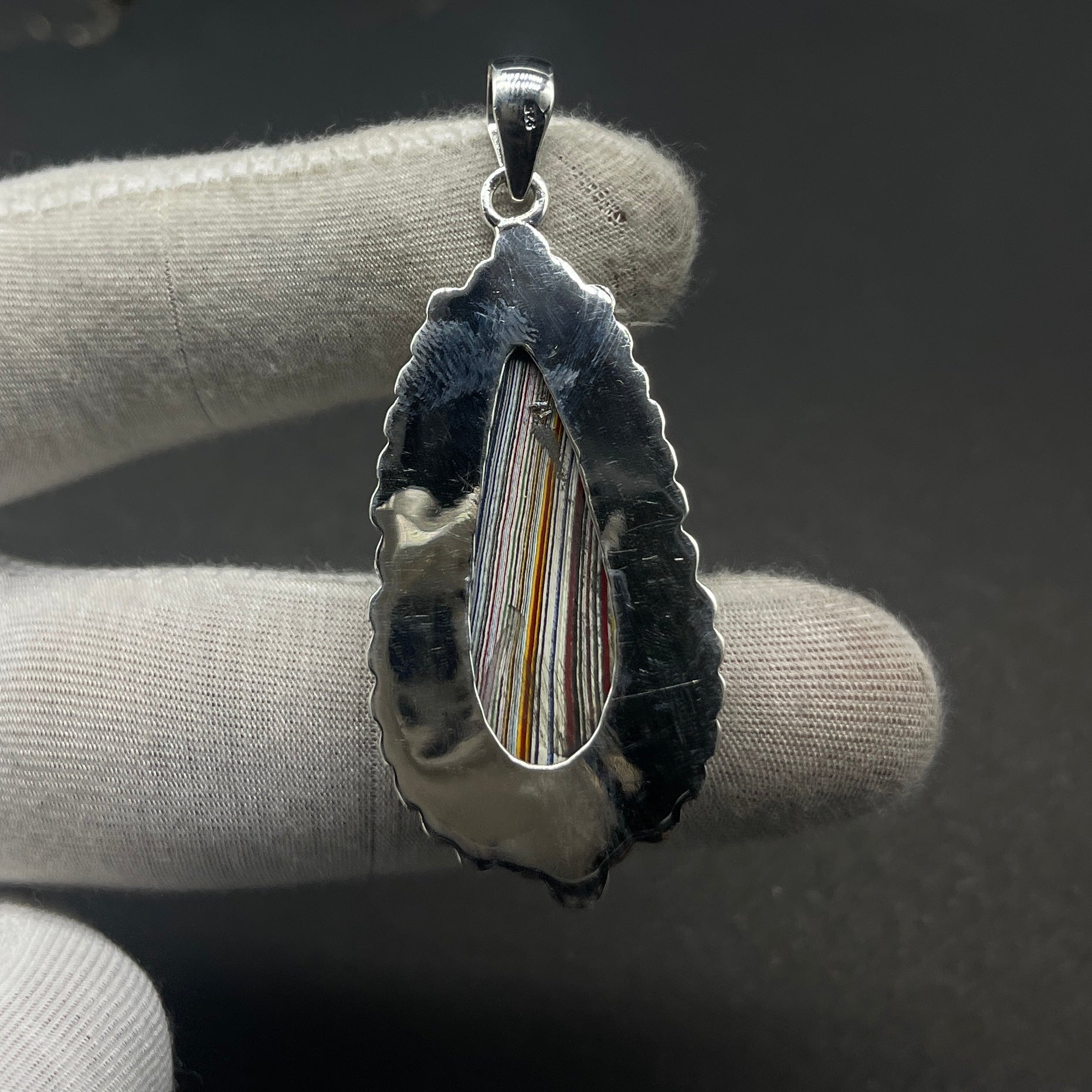 Fordite 925 Silver Boho Southwestern Pendant Necklace