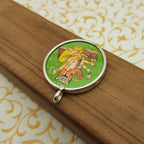 Lord Ganesha Hand-Painted Pendant in 925 Sterling Silver – Auspicious Divine Charm