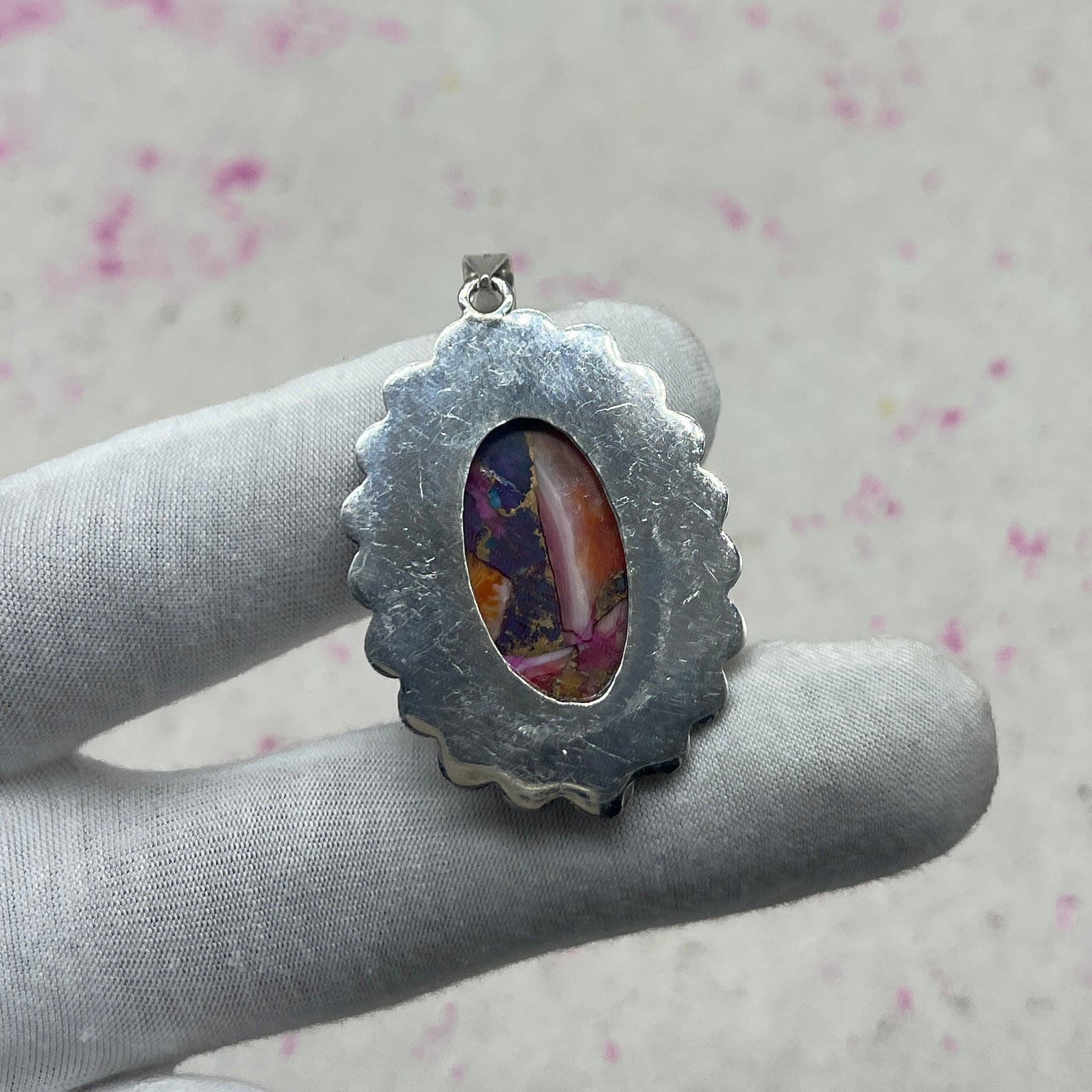 Pink Dahlia Turquoise 925 Sterling Silver Pendant – Handmade Boho Jewelry
