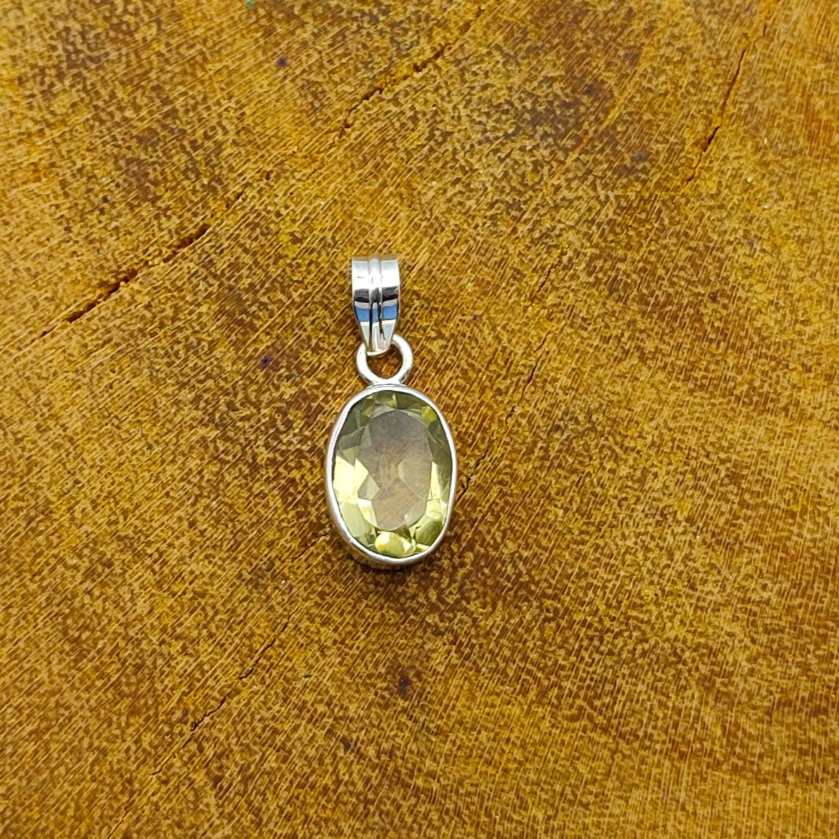 Green Amethyst Faceted 925 Silver Boho Pendant Nepali