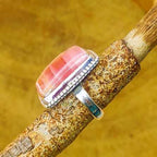 Rectangular Shape Rhodochrosite Gemstone 925 Sterling Silver Ring