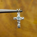 Aqua Christian Cross Nepali Bohemian Silver Pendant