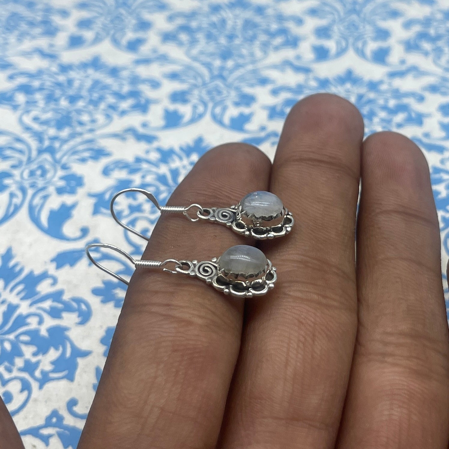 Fine Silver Moonstone Earrings – Lightweight Handmade Oval Earrings
