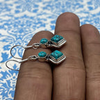 925 Sterling Silver Turquoise & Round Turquoise Earrings - Elegant Design