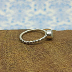 Faceted Rainbow Moonstone Drop Shape 925 Sterling Silver Ring