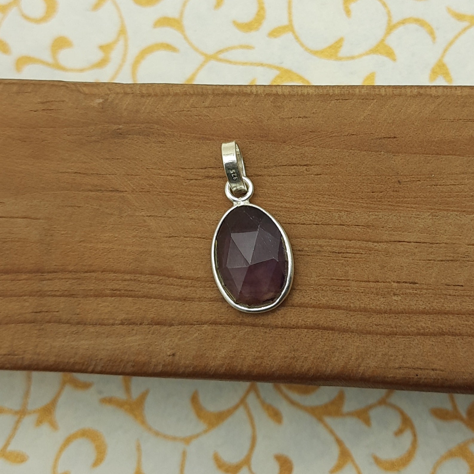925 Sterling Silver Amethyst Faceted Pendant – Natural Gemstone Bohemian Handmade Jewelry