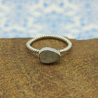 Faceted Rainbow Moonstone Drop Shape 925 Sterling Silver Ring