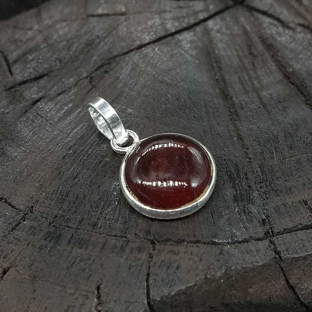 Spiritual Hessonite Garnet 925 Silver Bezel Boho Pendant