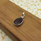 925 Sterling Silver Amethyst Faceted Pendant – Natural Gemstone Bohemian Handmade Jewelry
