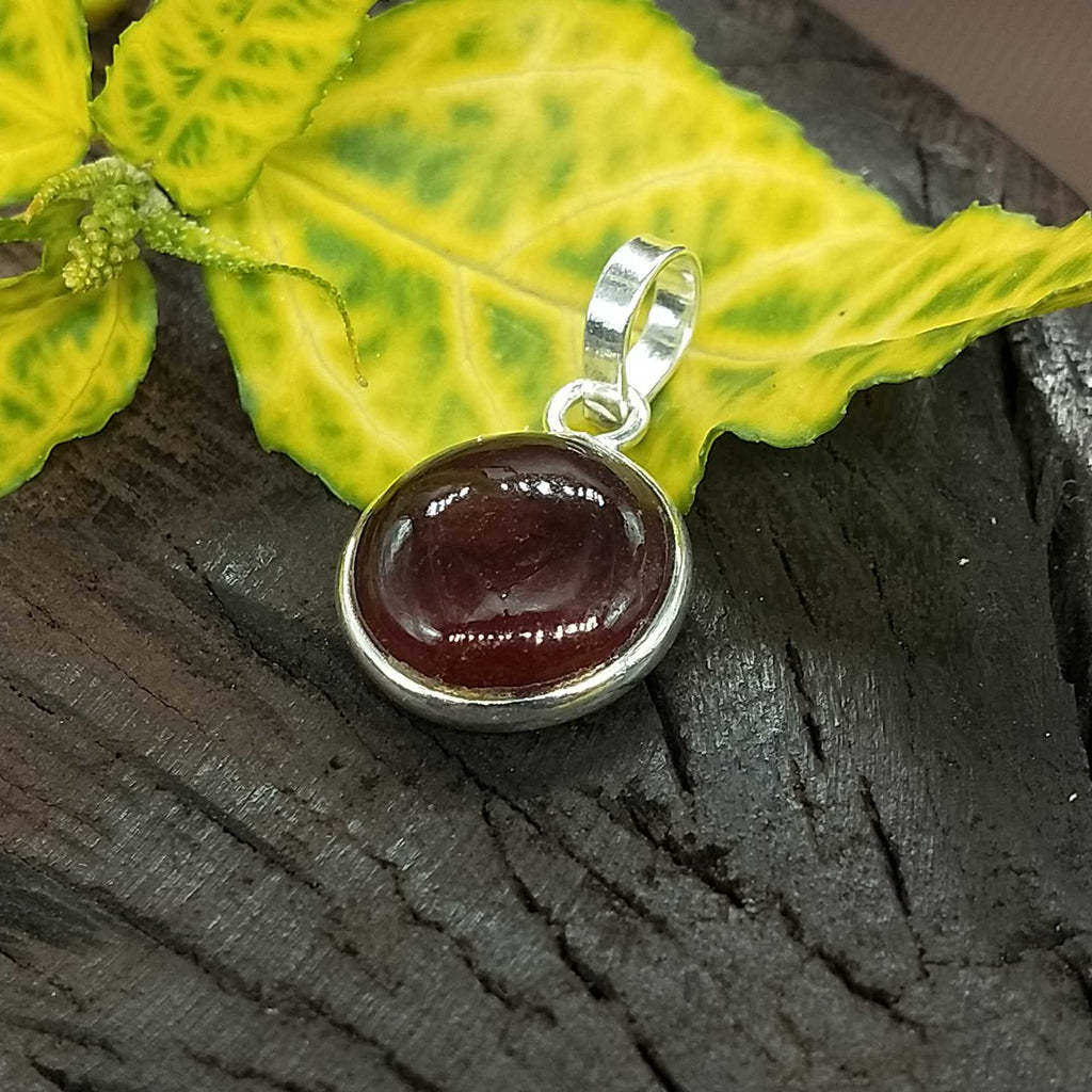 Spiritual Hessonite Garnet 925 Silver Bezel Boho Pendant