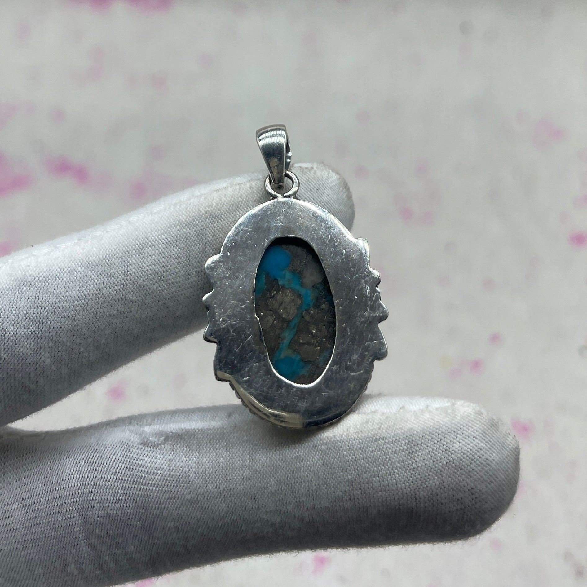Blue Mohave Turquoise 925 Sterling Silver Handmade Pendant | Bold Boho Silver Pendant
