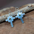 925 Sterling Silver Green Copper Earrings