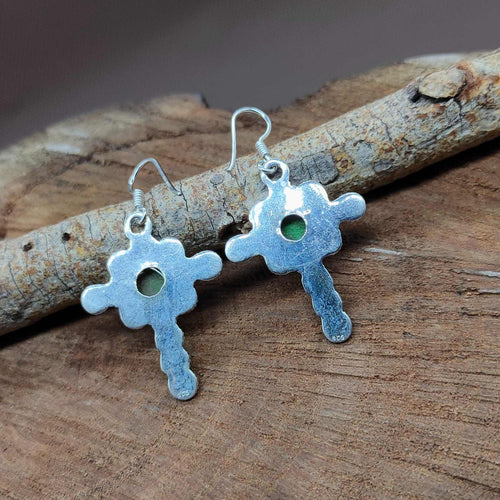 925 Sterling Silver Green Copper Earrings