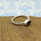 925 Sterling Silver Handmade Garnet Gemstone Designer Band Ring