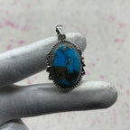 Blue Mohave Turquoise 925 Sterling Silver Handmade Pendant | Bold Boho Silver Pendant