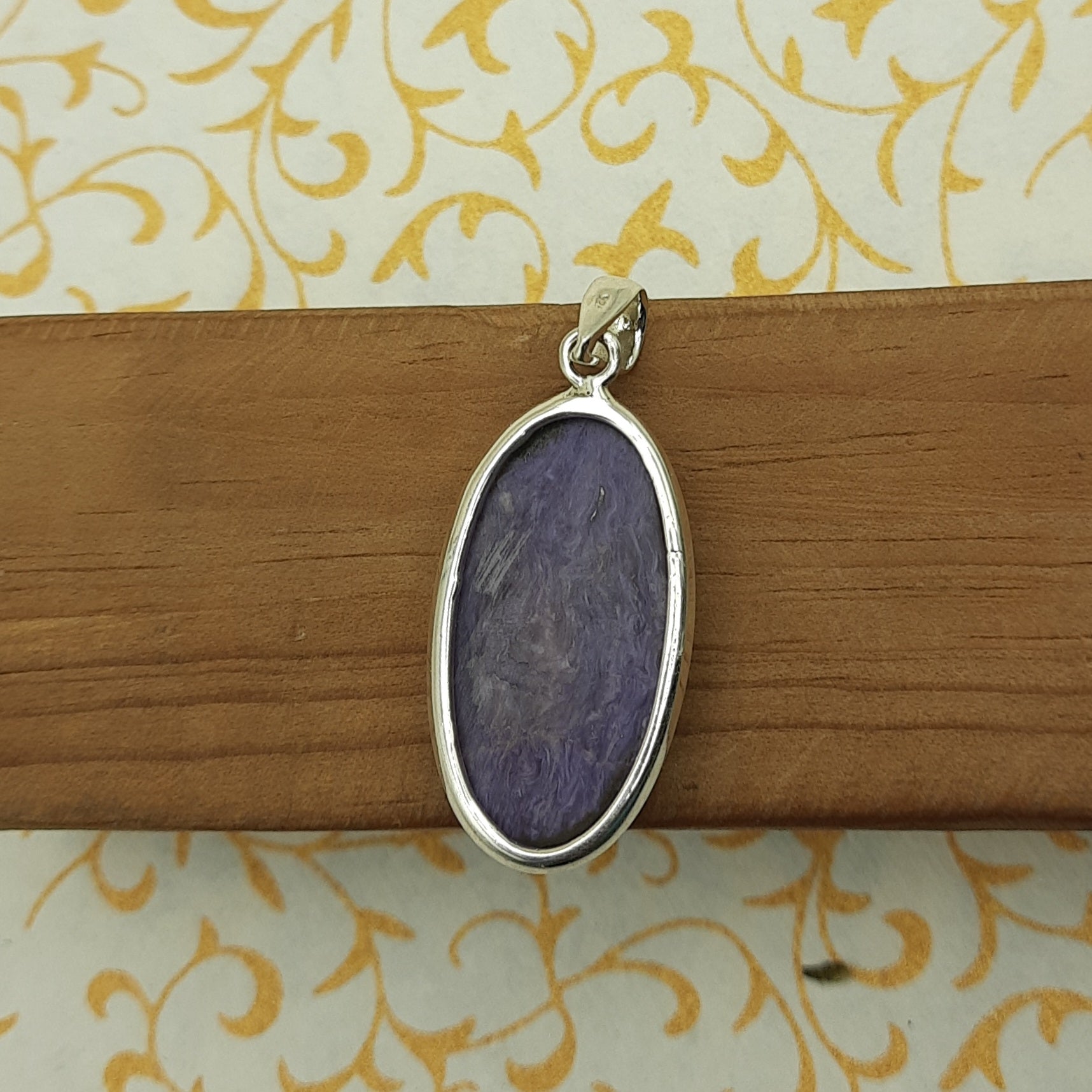 925 Sterling Silver Charoite Pendant – Natural Gemstone Handmade Nepali Jewelry